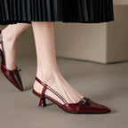 Sarah - Women's Pointed Toe Slingback Kitten Heels