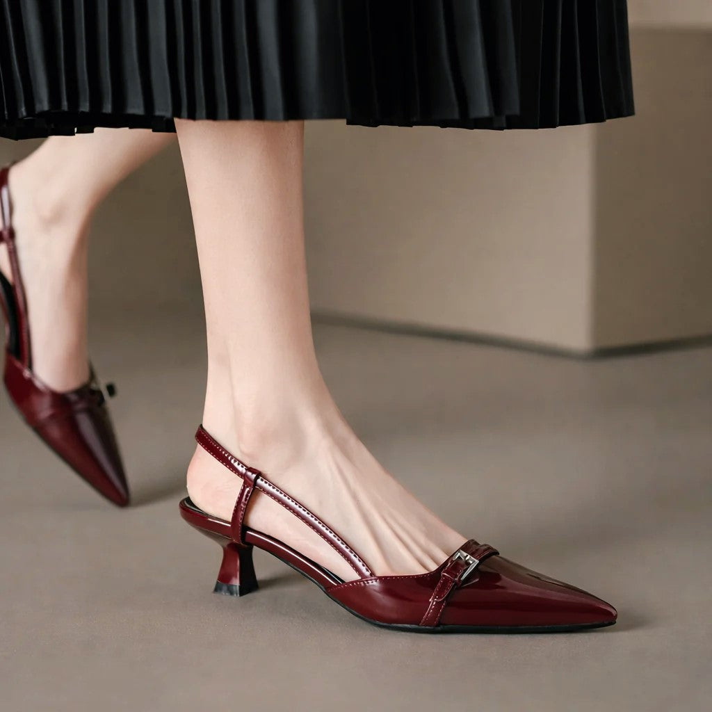 Sarah - Women's Pointed Toe Slingback Kitten Heels