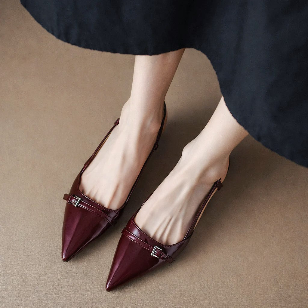 Sarah - Women's Pointed Toe Slingback Kitten Heels