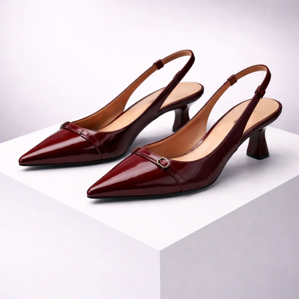 Sarah - Women's Pointed Toe Slingback Kitten Heels