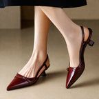 Sarah - Women's Pointed Toe Slingback Kitten Heels
