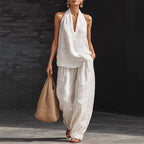 Savannah - Women's Two-Piece Sleeveless Linen Look Set