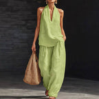 Savannah - Women's Two-Piece Sleeveless Linen Look Set