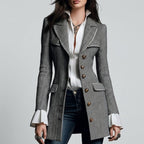 Saylor - Women's Tailored Herringbone Longline Blazer