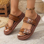 Scarlet - Women's Double Buckle Platform Slide Sandals