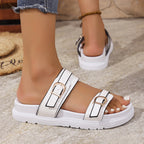Scarlet - Women's Double Buckle Platform Slide Sandals