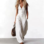 Scarlett - Women’s V-Neck Button-Front Jumpsuit