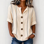 Selene - Women’s Relaxed Contrast Stitch Button Blouse