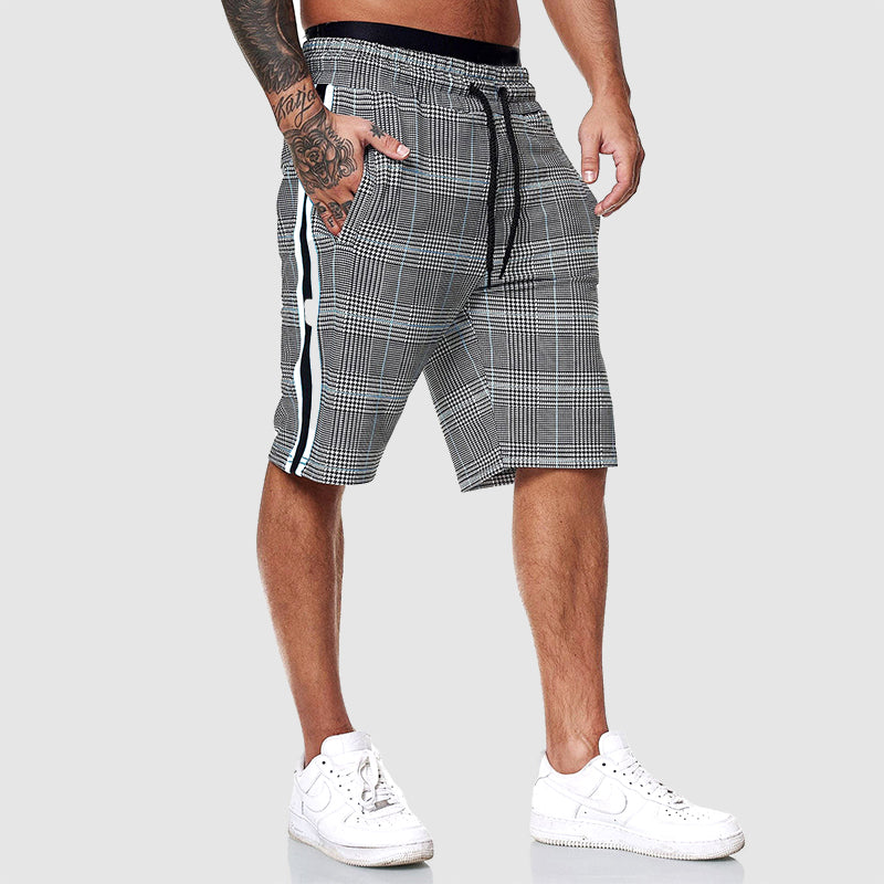 Shane - Men's Checked Pattern Relaxed Fit Streetwear Shorts