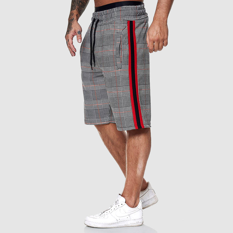Shane - Men's Checked Pattern Relaxed Fit Streetwear Shorts