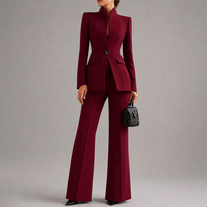 Sharon - Women's Tailored High-Neck Pant Suit Set