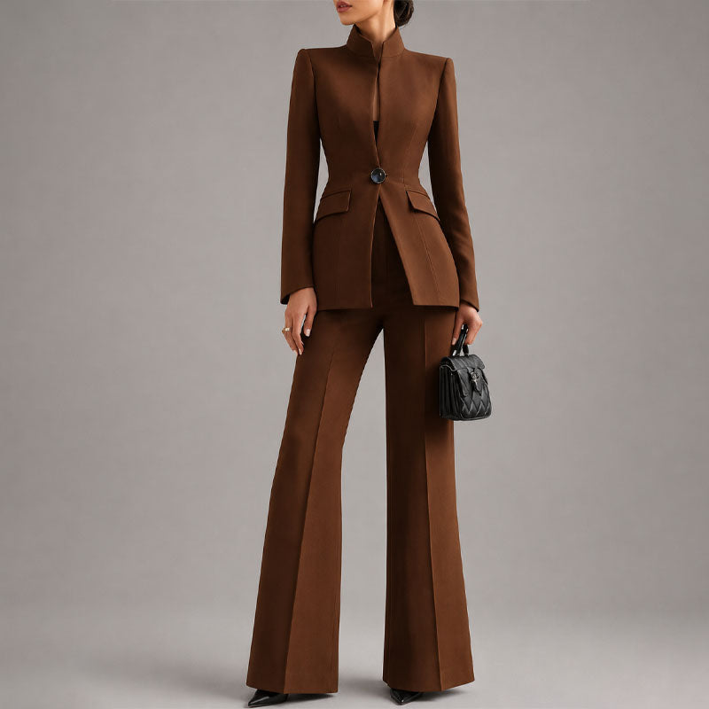 Sharon - Women's Tailored High-Neck Pant Suit Set