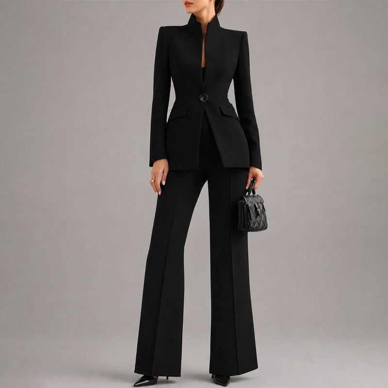 Sharon - Women's Tailored High-Neck Pant Suit Set