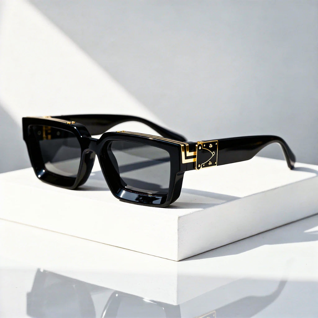 Solace - Geometric Thick Frame Rectangle Sunglasses