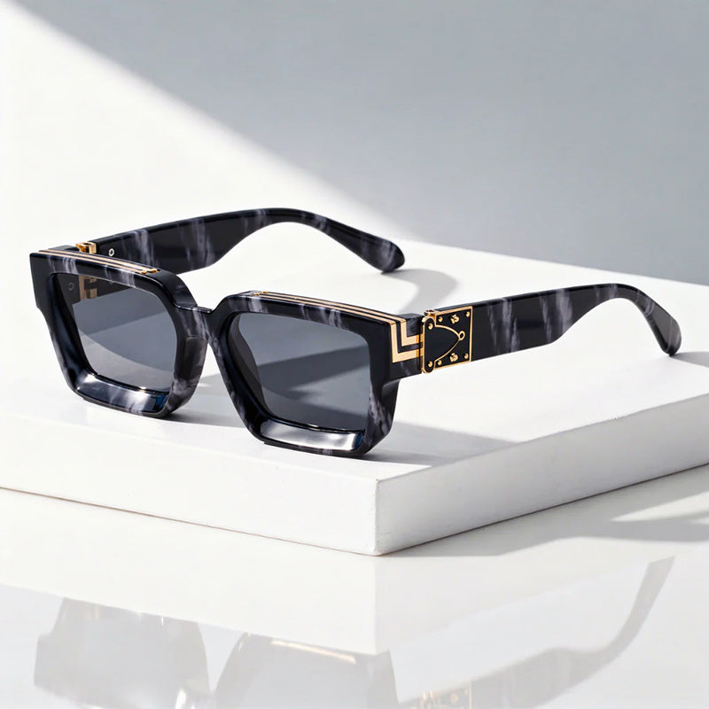 Solace - Geometric Thick Frame Rectangle Sunglasses