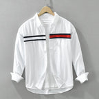 Spencer - Men's Chest Stripe Long-Sleeve Button-Down Shirt