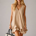 Stella - Women's Flounce Hem Shift Cocktail Dress