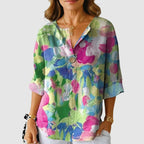 Stella - Women's Loose-Fit Printed Linen Top