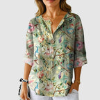Stella - Women's Loose-Fit Printed Linen Top