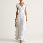 Taylor - Women's Flutter Sleeve Vertical Ruffle Formal Dress
