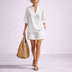 Taylor - Women's Notch Neck Loose Fit Two-Piece Summer Set