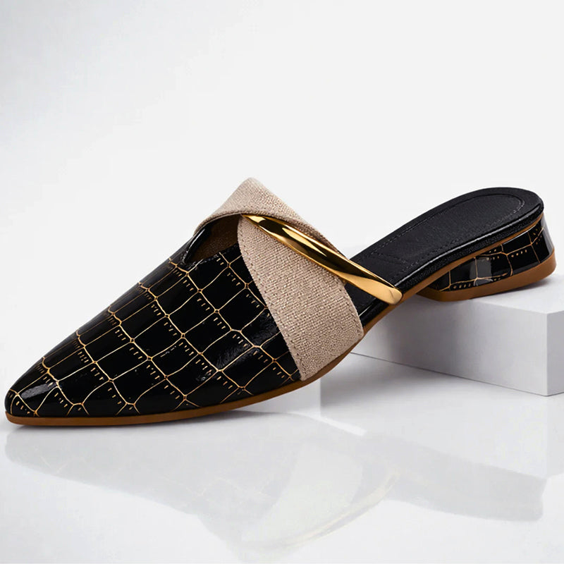 Taylor - Women's Textured Pointed Toe Mule Flats
