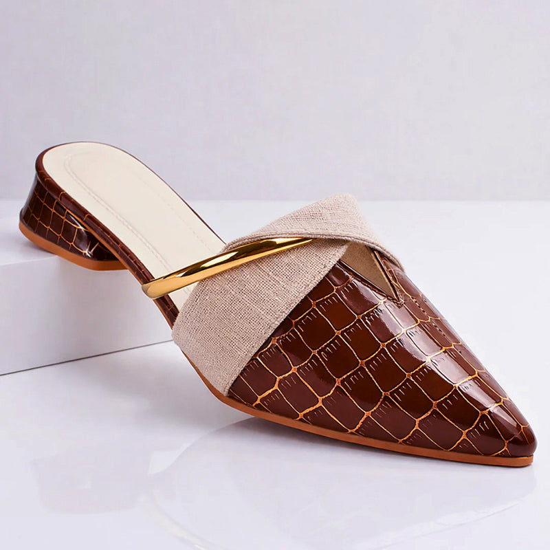 Taylor - Women's Textured Pointed Toe Mule Flats