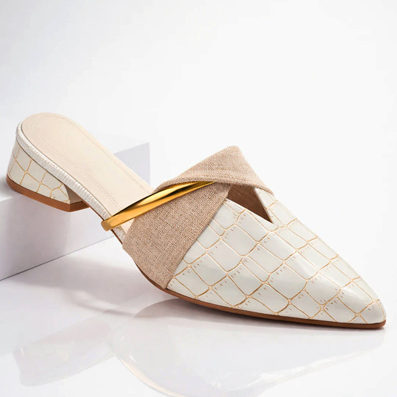 Taylor - Women's Textured Pointed Toe Mule Flats