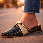 Taylor - Women's Textured Pointed Toe Mule Flats