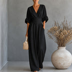 Terri - Women's Draped Waist Wide-Leg Jumpsuit
