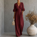Terri - Women's Draped Waist Wide-Leg Jumpsuit