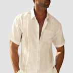 Raymond - Men's Linen Pleated Front Short-Sleeve Shirt