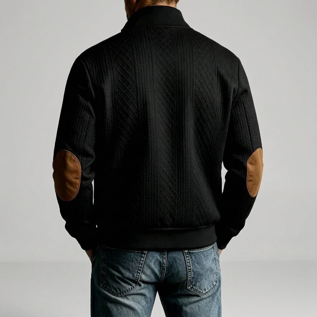Thiago - Men's Quilted Zip-Up Jacket with Contrast Elbow Patches