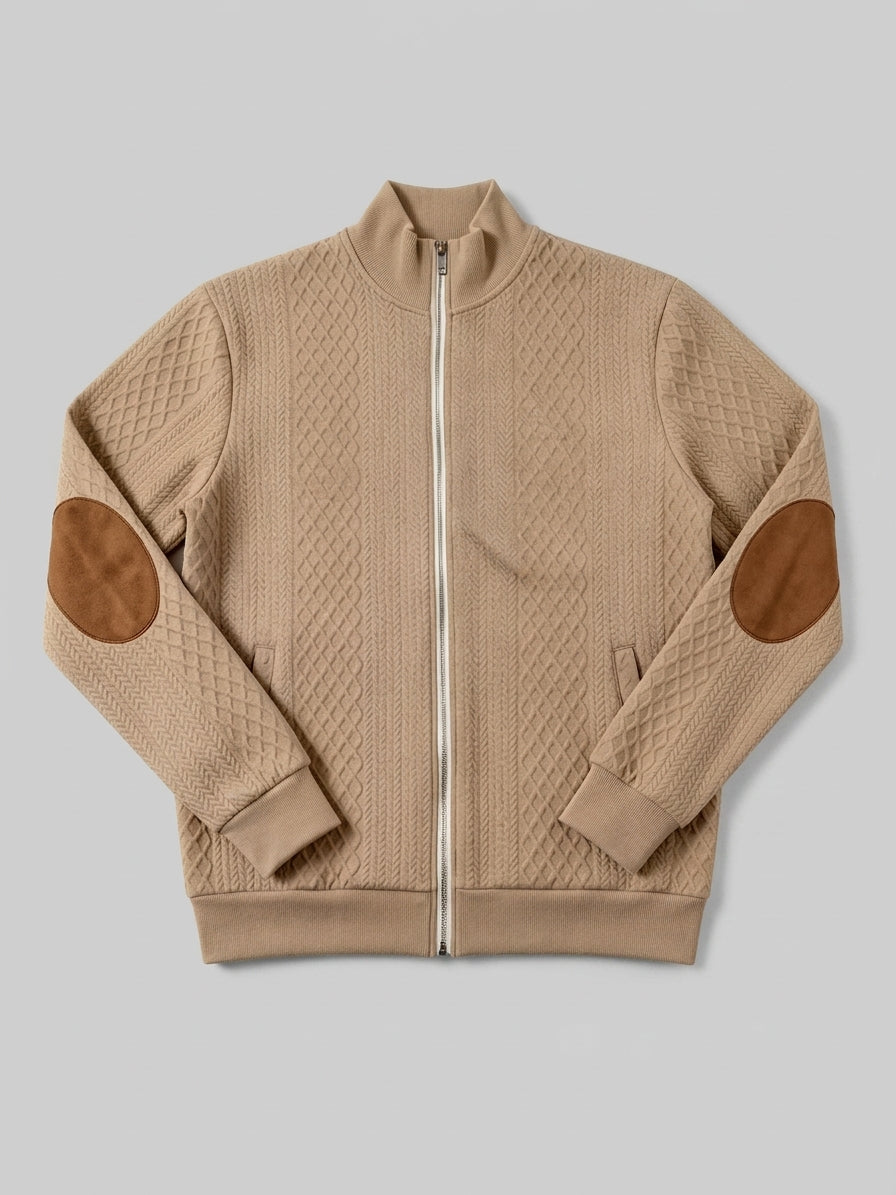 Thiago - Men's Quilted Zip-Up Jacket with Contrast Elbow Patches
