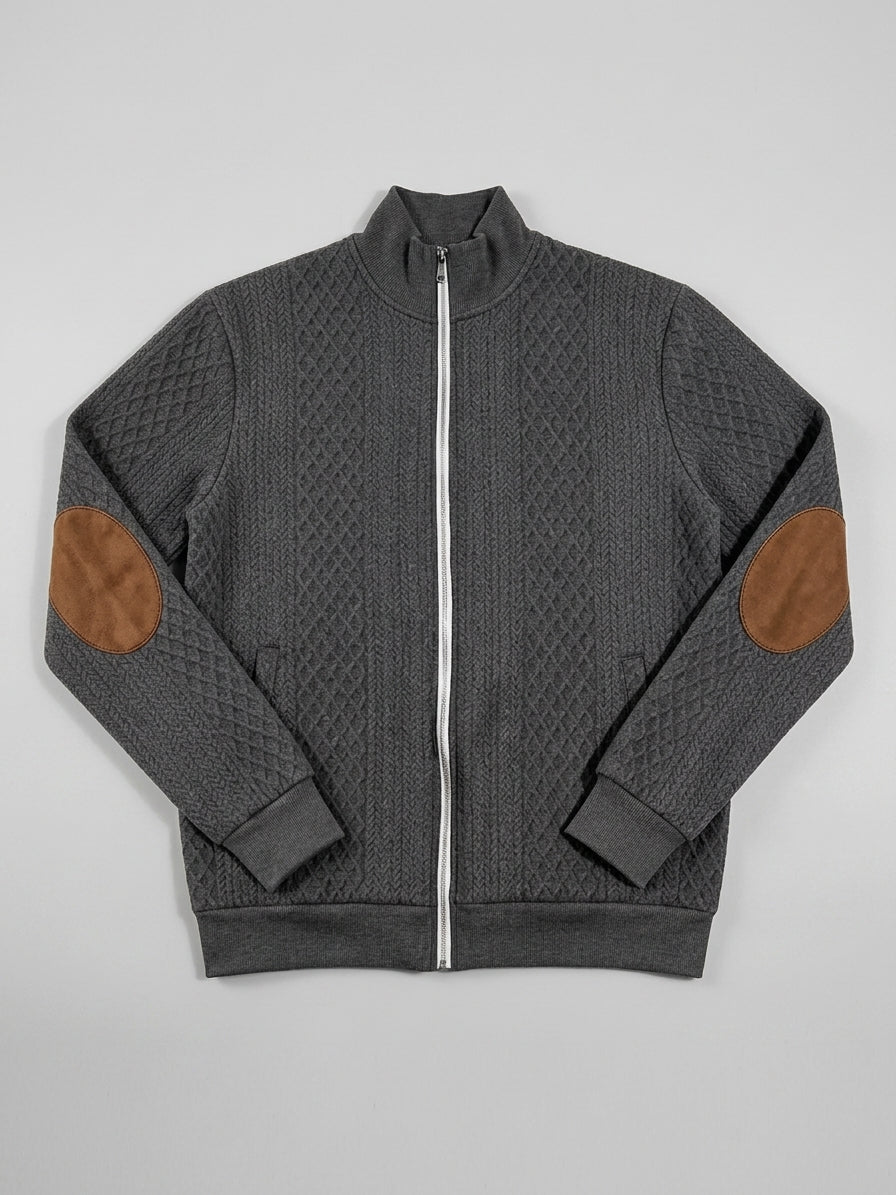 Thiago - Men's Quilted Zip-Up Jacket with Contrast Elbow Patches