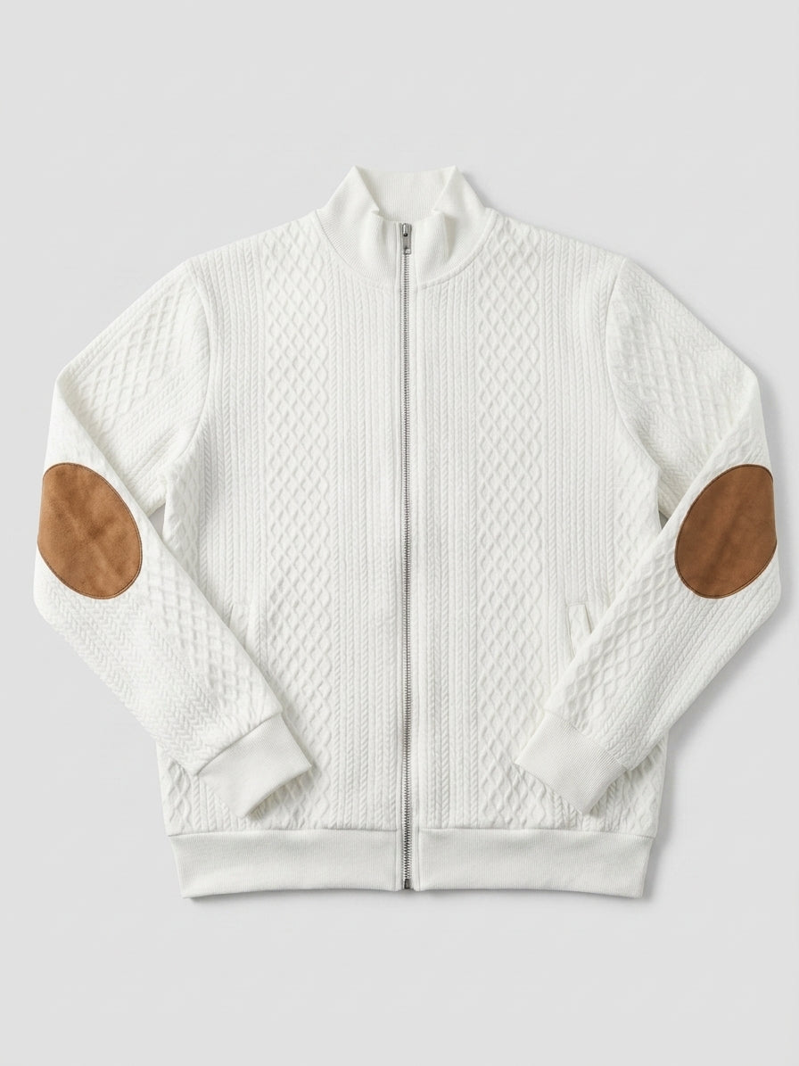 Thiago - Men's Quilted Zip-Up Jacket with Contrast Elbow Patches
