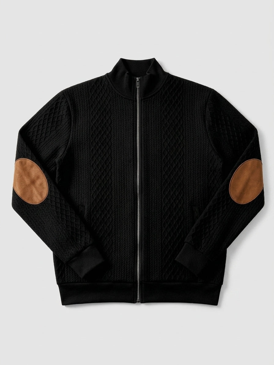 Thiago - Men's Quilted Zip-Up Jacket with Contrast Elbow Patches