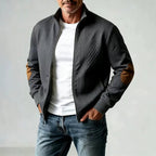 Thiago - Men's Quilted Zip-Up Jacket with Contrast Elbow Patches