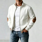 Thiago - Men's Quilted Zip-Up Jacket with Contrast Elbow Patches
