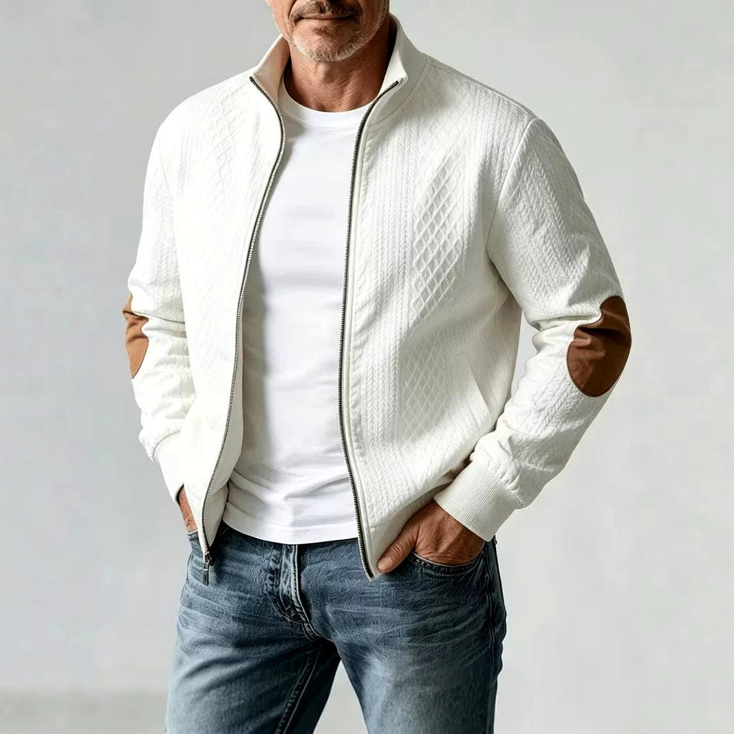 Thiago - Men's Quilted Zip-Up Jacket with Contrast Elbow Patches