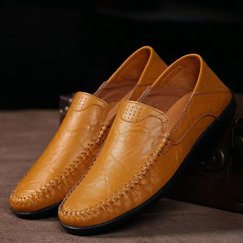 Tristan - Men's Moccasin Stitch Flexible Leather Flats
