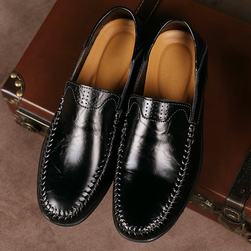 Tristan - Men's Moccasin Stitch Flexible Leather Flats