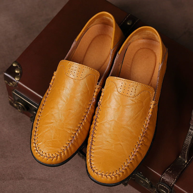 Tristan - Men's Moccasin Stitch Flexible Leather Flats