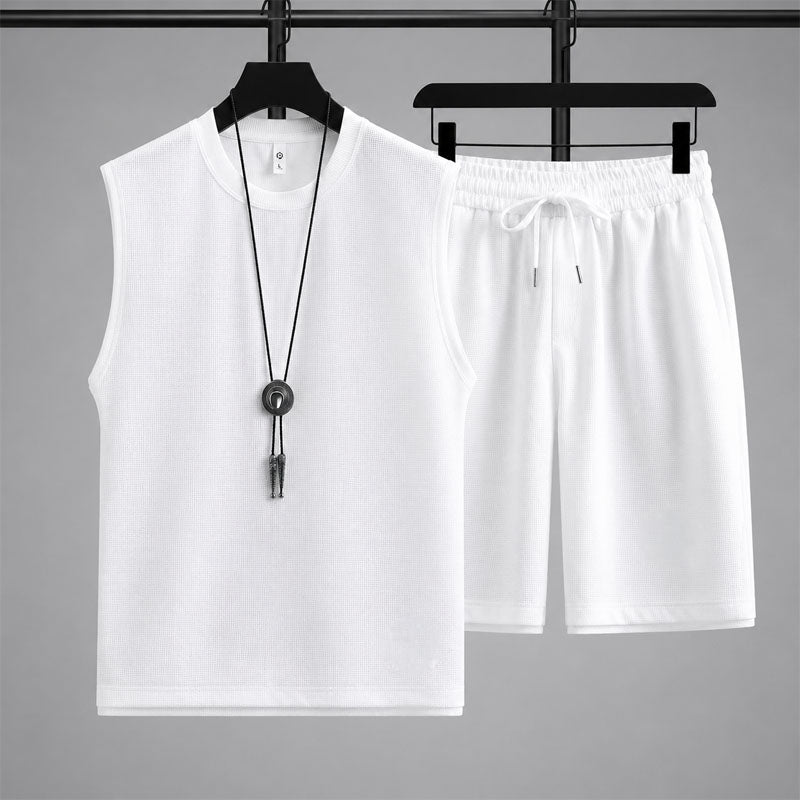 Tristan - Men's Waffle Knit Sleeveless Lounge Set