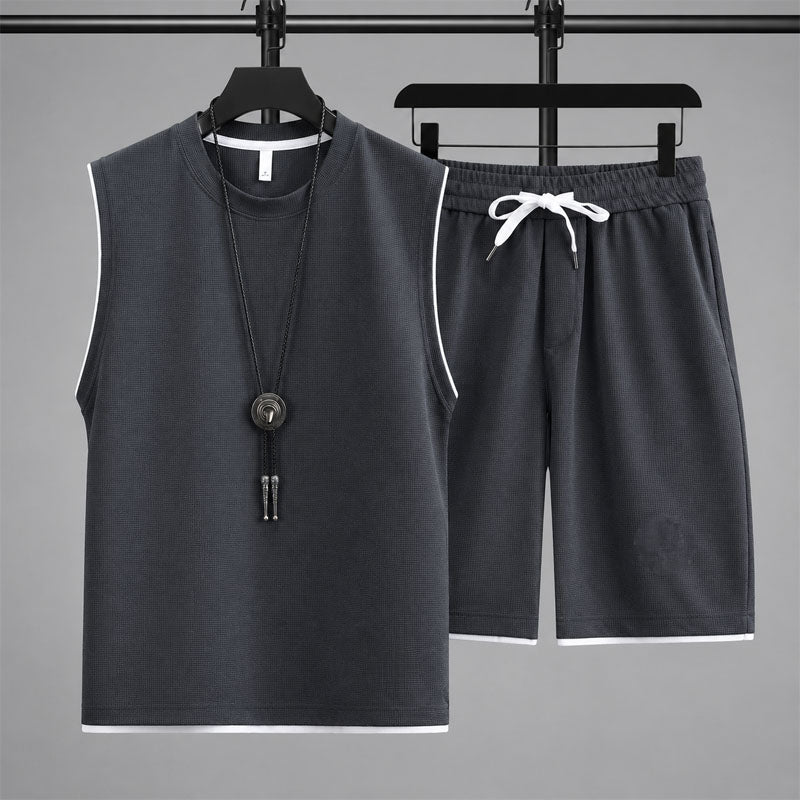 Tristan - Men's Waffle Knit Sleeveless Lounge Set