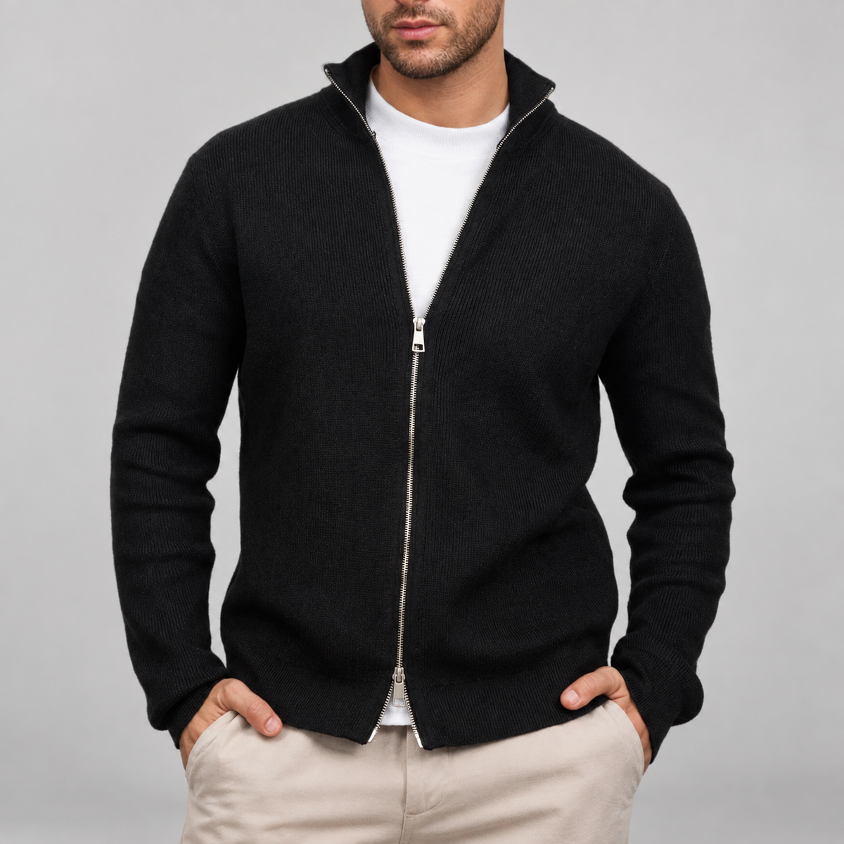 Troy - Men's Stand Collar Zip-Up Cardigan 5
