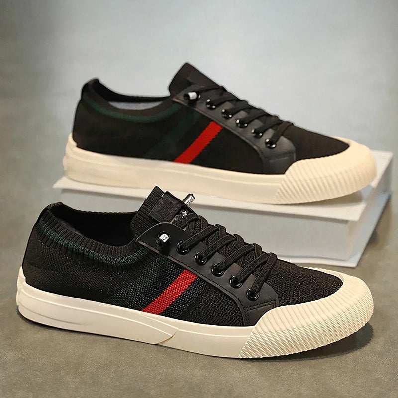 Tyler - Men's Lace-Up Striped Accent Knit Sneakers