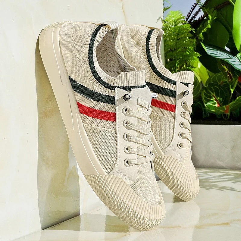 Tyler - Men's Lace-Up Striped Accent Knit Sneakers