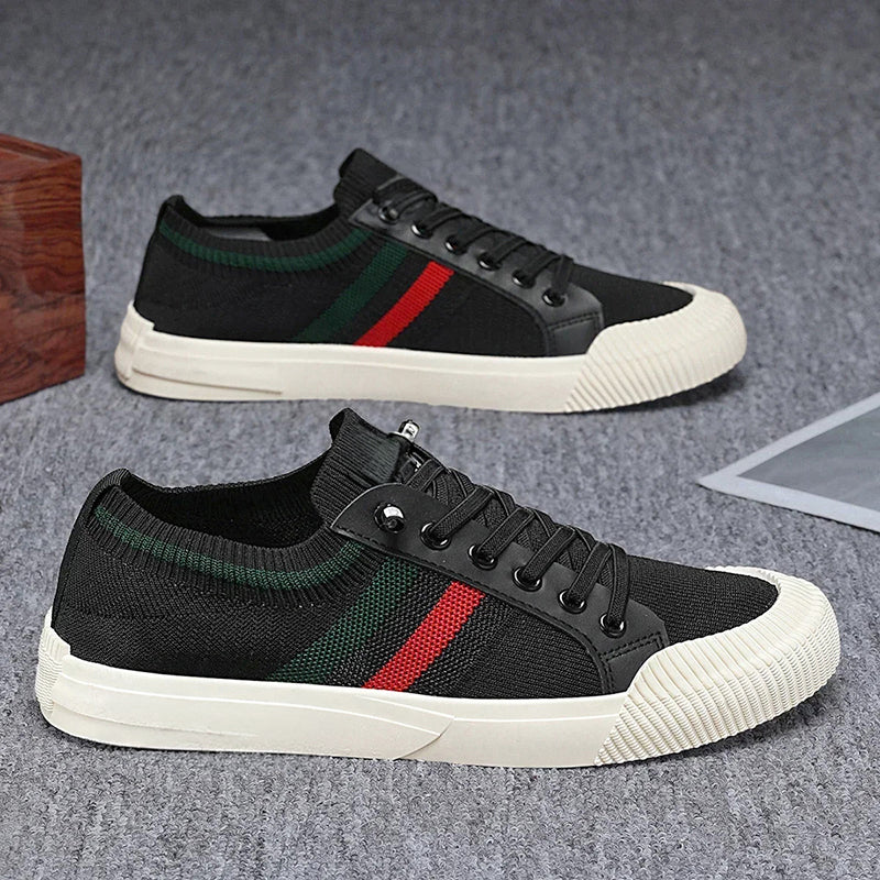 Tyler - Men's Lace-Up Striped Accent Knit Sneakers