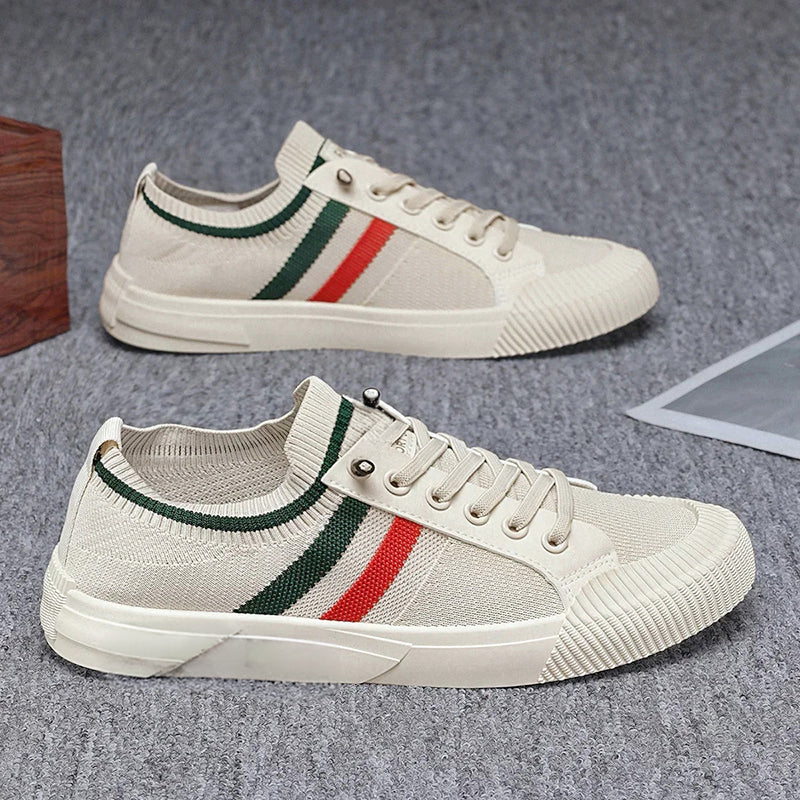 Tyler - Men's Lace-Up Striped Accent Knit Sneakers